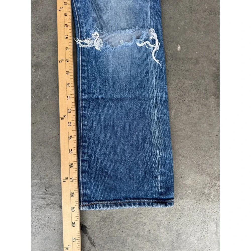 Womens Sz 26 MADEWELL Straight‎ Crop Blue Distressed Light Wash